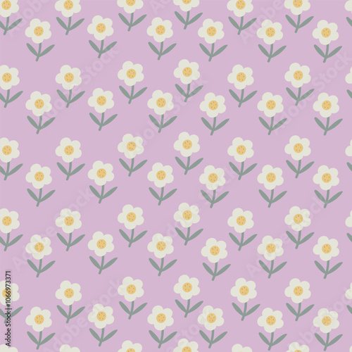 Cute daisy pattern. Floral illustration for fabric, wrapping paper, wallpaper.	
