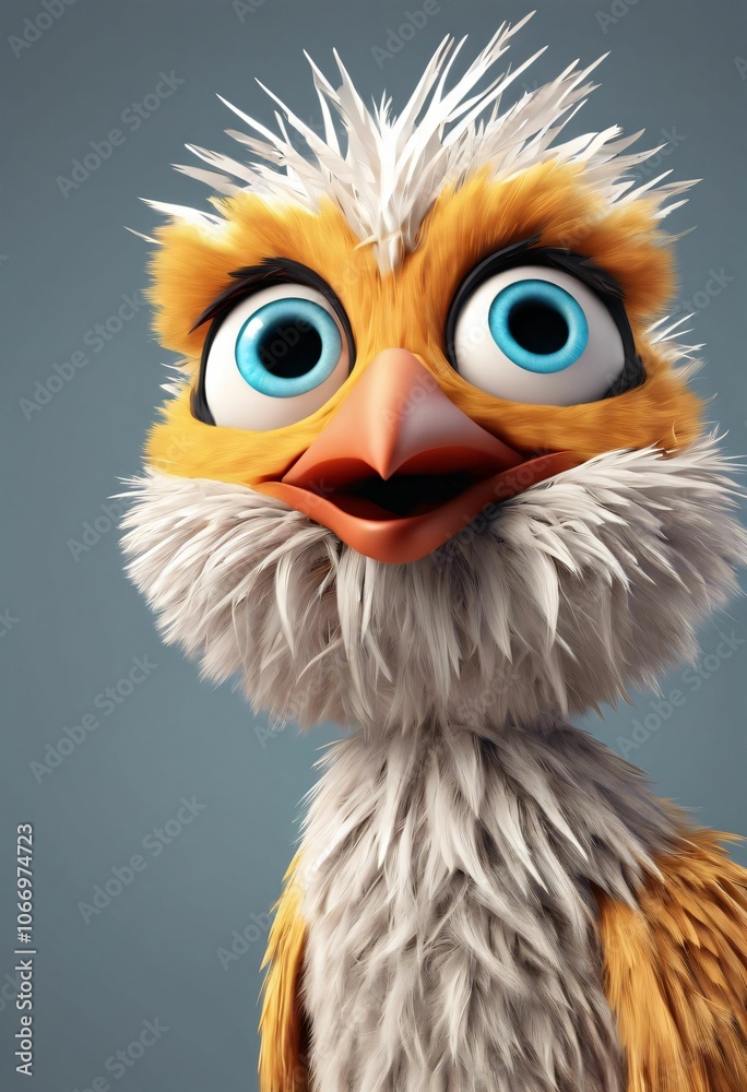 Cute animated bird with bright blue eyes. Cute animated bird with bright blue eyes.