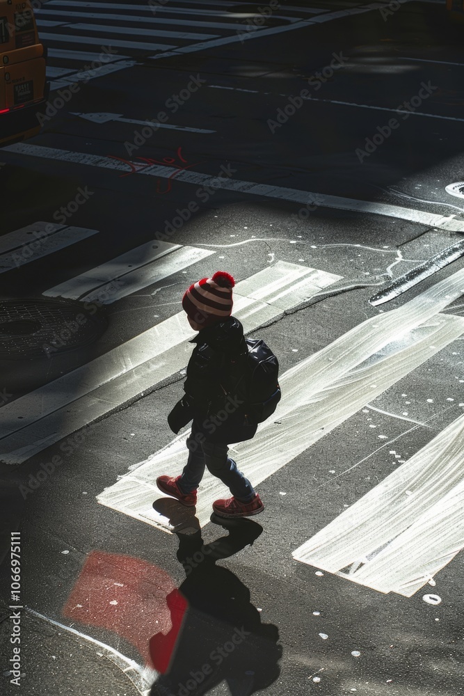 custom made wallpaper toronto digitalChildhood in the metropolis: a child navigating the urban environment as they cross the road