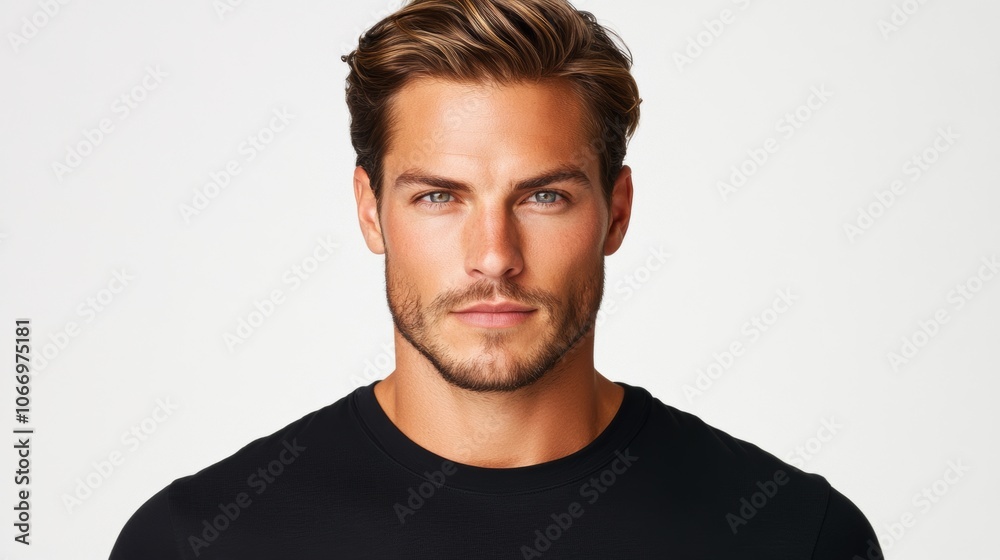 Handsome Man Portrait Studio Shot Close up Male Model Fashion Attractive Face Hairstyle Serious Handsome Man Portrait Studio Shot Close up Male Model Fashion Attractive Face Hairstyle Serious