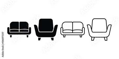 Furniture Logo. Interior Sofa Chair. Furnishing Interior Logo Design Template.