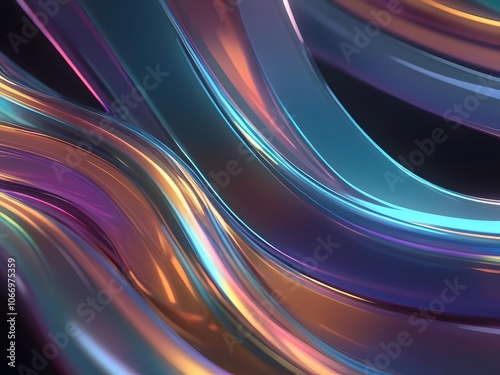 abstract colorful holographic curve glass effect background image
