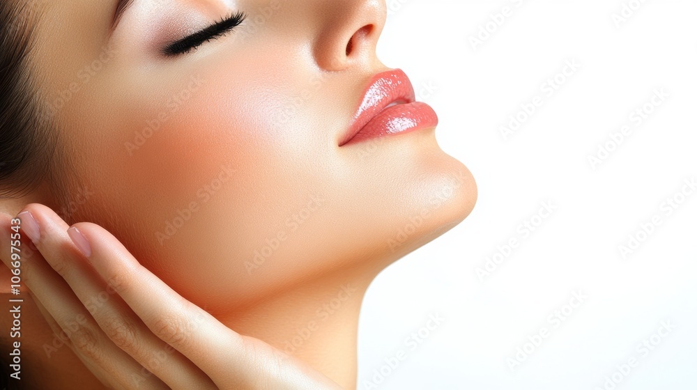 Serene Woman s Face Skincare Beauty Cosmetics Closeup Soft Skin Healthy Glow Perfect Complexion Serene Woman s Face Skincare Beauty Cosmetics Closeup Soft Skin Healthy Glow Perfect Complexion