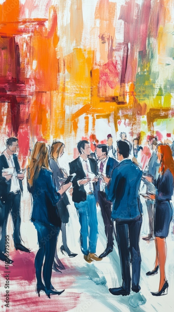 Naklejka premium Business people networking at corporate event painting