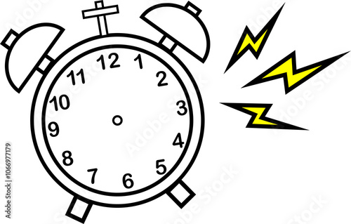 ジリリと鳴る目覚まし時計のアイコンイラスト