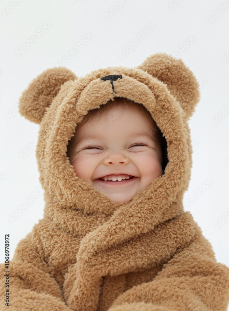 Cute Baby Girl in Teddy Bear Costume Smiling Cute Baby Girl in Teddy Bear Costume Smiling