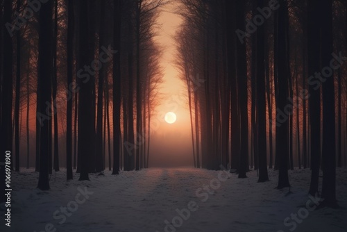 Sunset landscape outdoors woodland. photo