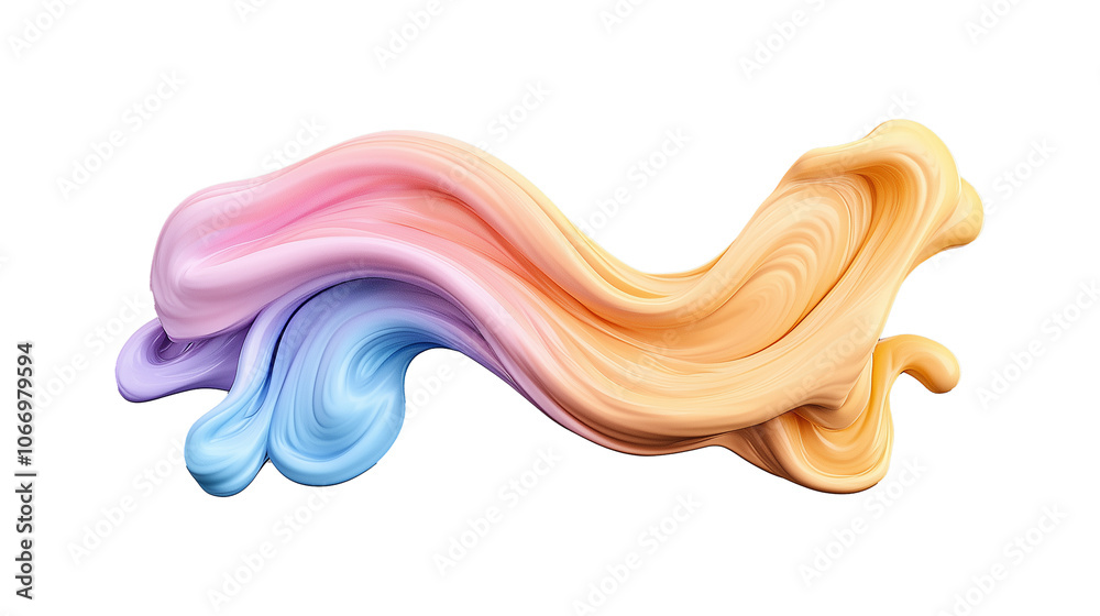 Soft pastel abstract flow with smooth curves on transparent background