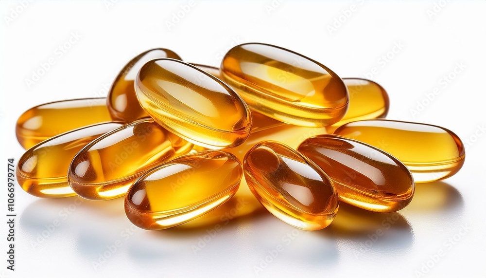 High-Quality Omega-3 Fish Oil Softgels with Transparent Background High-Quality Omega-3 Fish Oil Softgels with Transparent Background