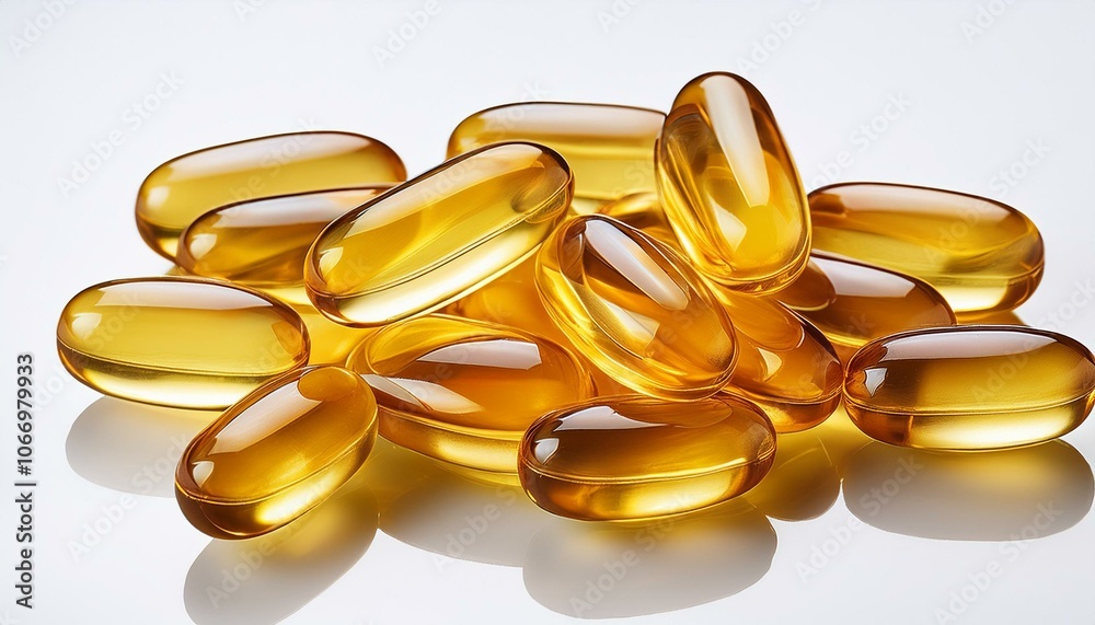 High-Quality Omega-3 Fish Oil Softgels with Transparent Background