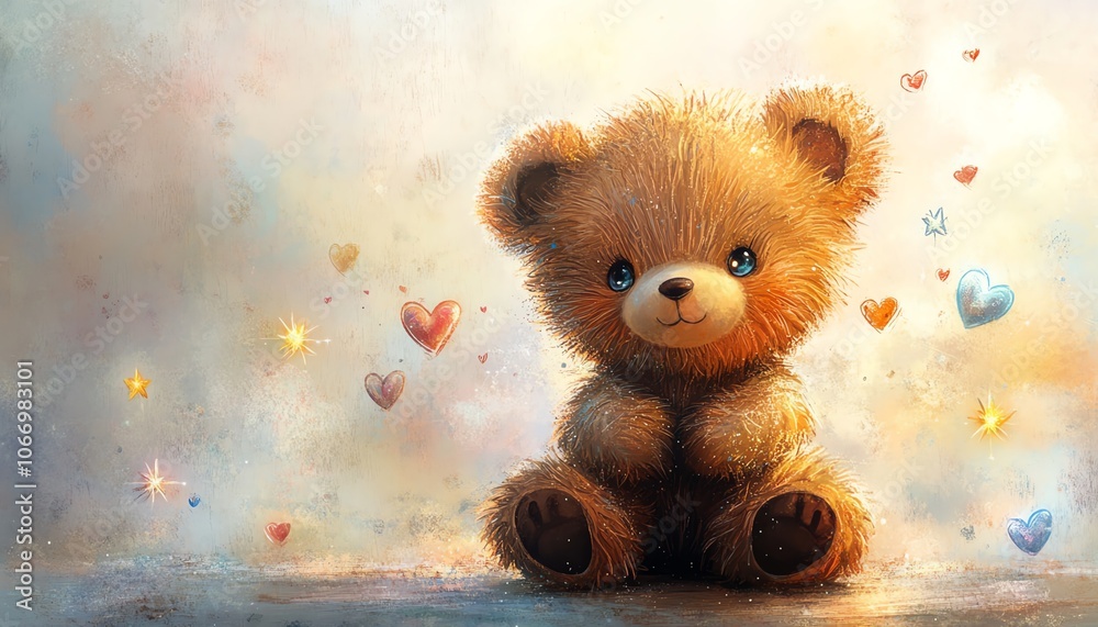 Cute brown teddy bear with sparkling eyes