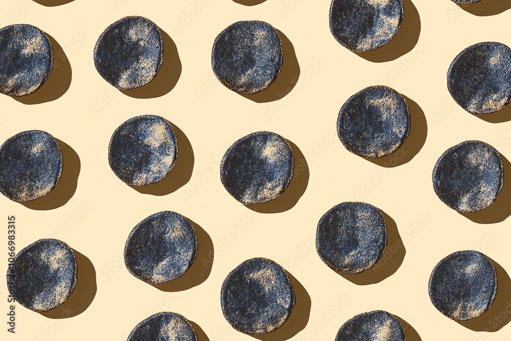 Motif de tortillas bleues sur un fond jaune clair, offrant un look inspiré du sud-ouest.. Motif de tortillas bleues sur un fond jaune clair, offrant un look inspiré du sud-ouest..