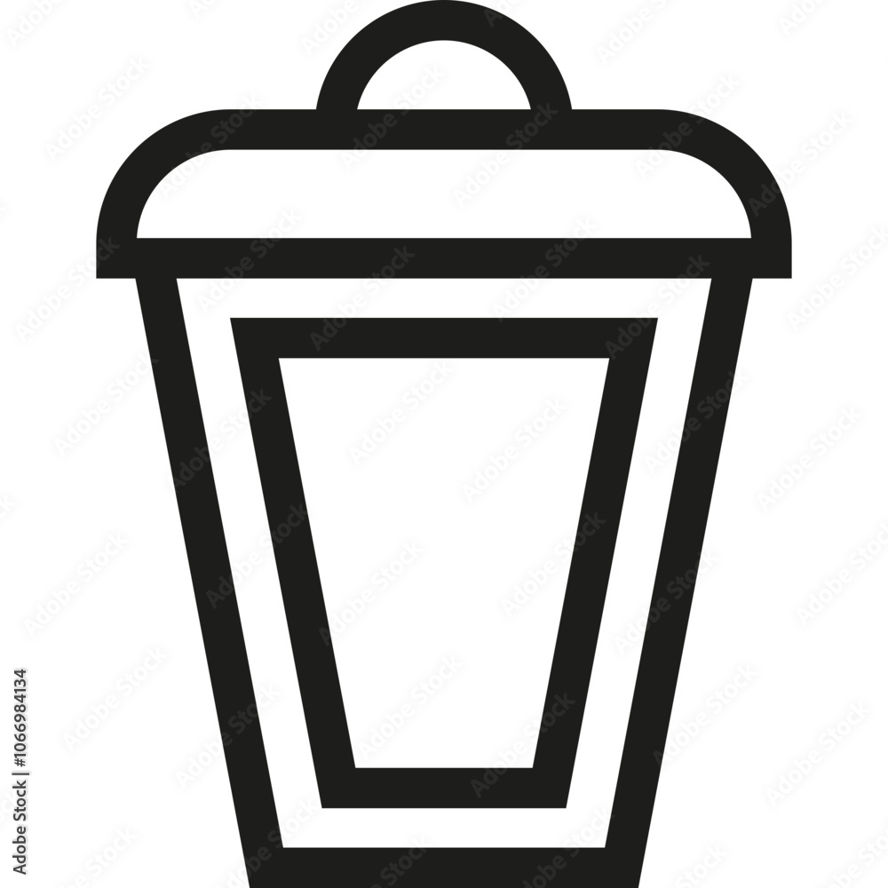 A simple black outline of a trash can with a lid, representing waste management and recycling efforts in urban areas A simple black outline of a trash can with a lid, representing waste management and recycling efforts in urban areas