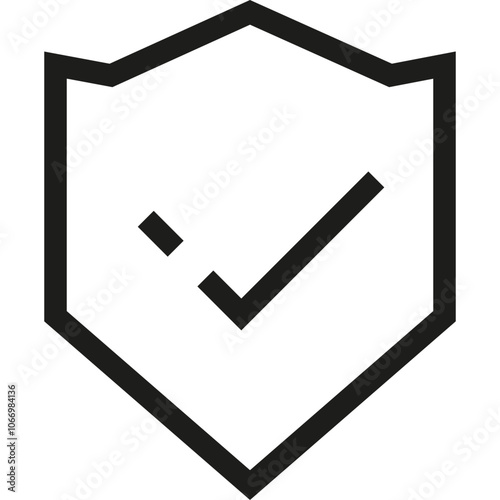 Graphic representation of a shield with a check mark symbolizing security and trustworthiness