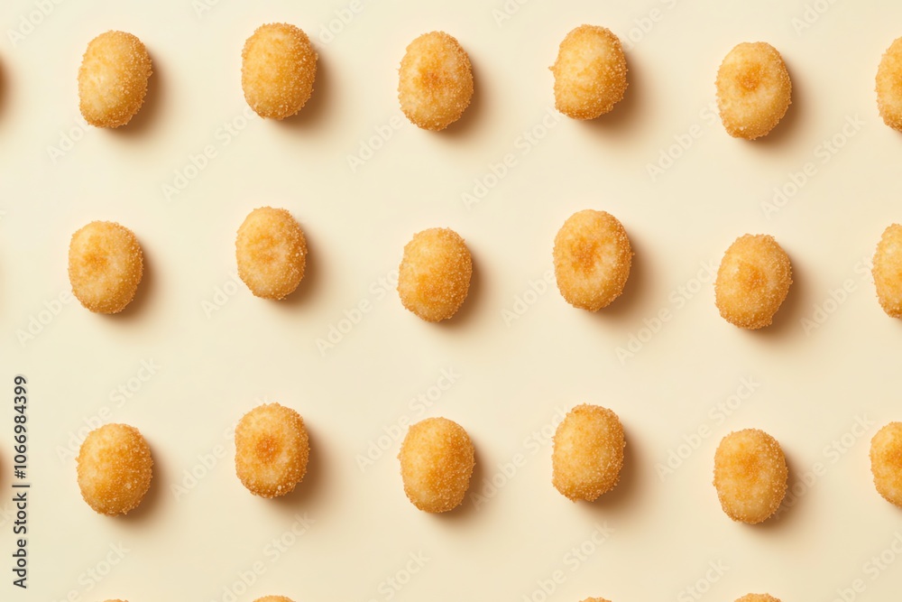 Obraz premium Motif de mini croquettes sur un fond crème chaud, pour un look réconfortant et inspiré des apéritifs..