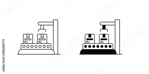 conveyor belt set icon with white background vector stock illustration