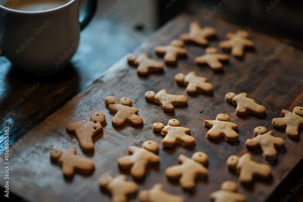 Biscuits de Noël au gingembre en forme de bonshommes, parfumés et croquants, à déguster avec un chocolat chaud.. Biscuits de Noël au gingembre en forme de bonshommes, parfumés et croquants, à déguster avec un chocolat chaud..