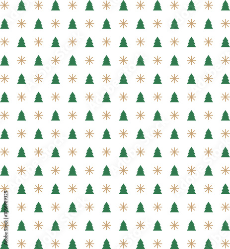 A pattern background with a combination of tree and star shapes in a December winter Christmas concept in a minimalist and cute style.