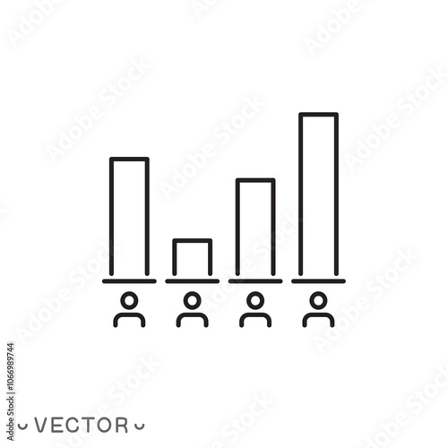 exit poll icon, data selection, election results or political survey, infographic, thin line symbol isolated on white background, editable stroke eps 10 vector illustration