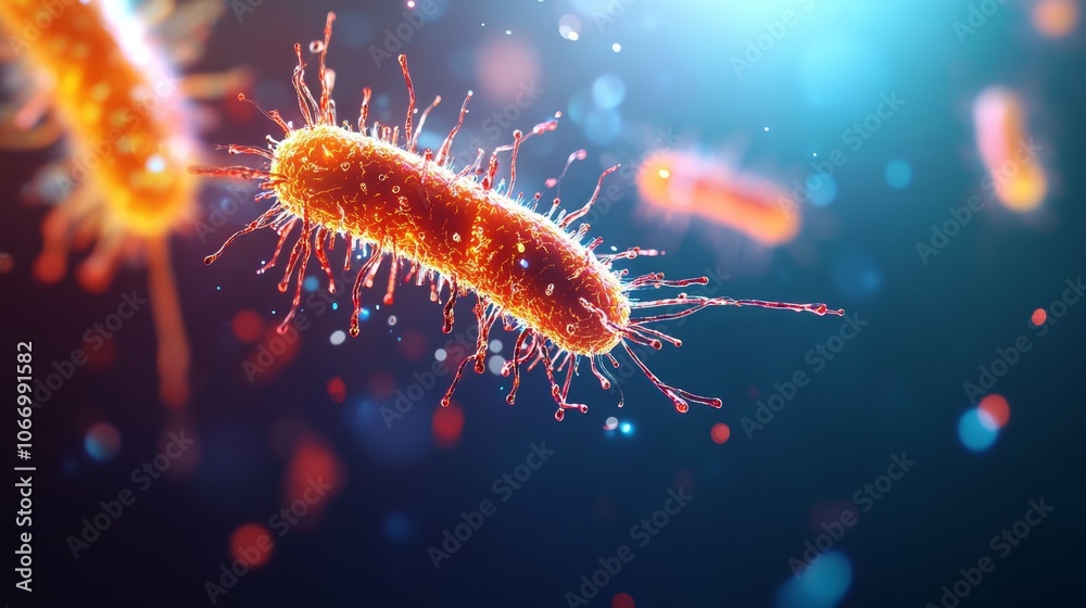 A vibrant close-up of bacteria, showcasing their unique shapes and structures against a colorful background, emphasizing their microscopic beauty. A vibrant close-up of bacteria, showcasing their unique shapes and structures against a colorful background, emphasizing their microscopic beauty.