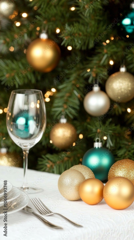 Tree with gold and emerald ornaments lavish American decor Tree with gold and emerald ornaments lavish American decor
