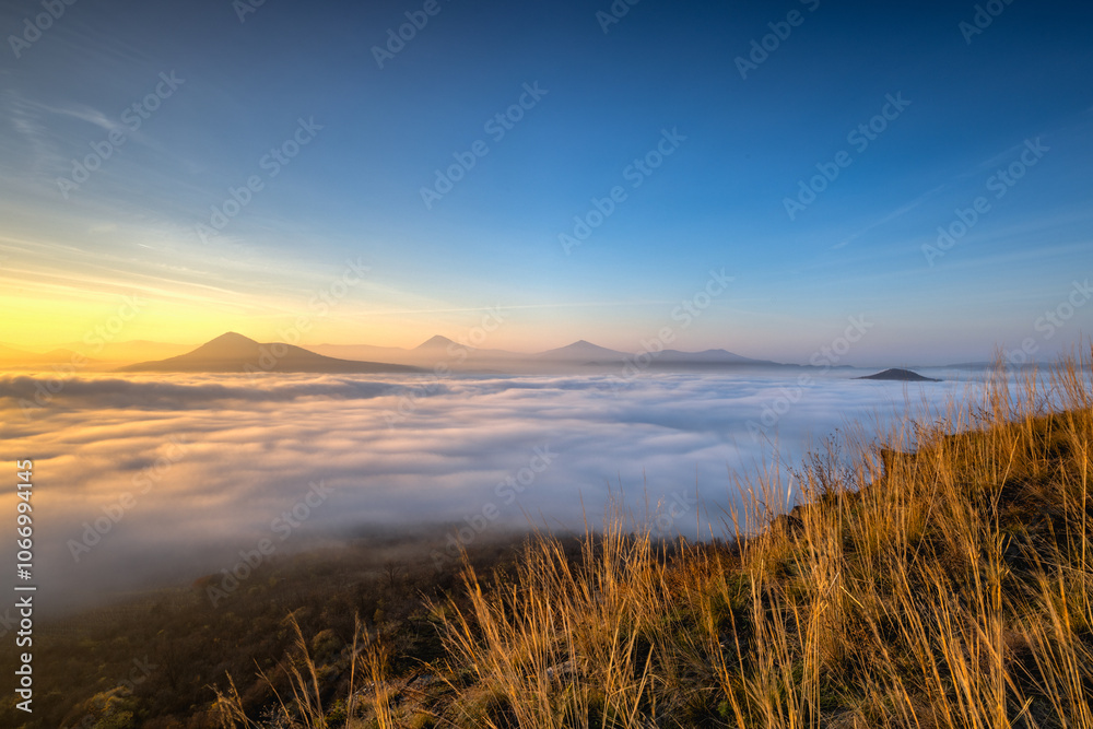 Fototapeta premium Panoramic view from the Radobyl hill in the Czech Republic