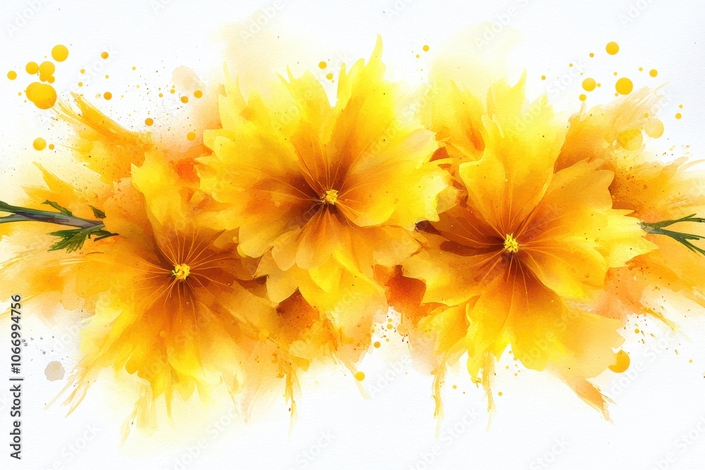 Vibrant Mustard Floral Illustration in 3D Style Vibrant Mustard Floral Illustration in 3D Style