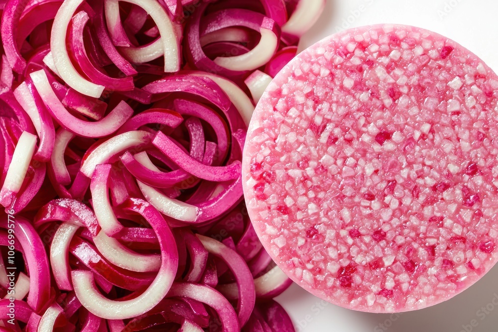 Stylized 3D Illustration of Cut Onion Segments Stylized 3D Illustration of Cut Onion Segments
