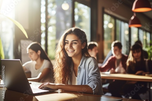 Computer student studying portrait.