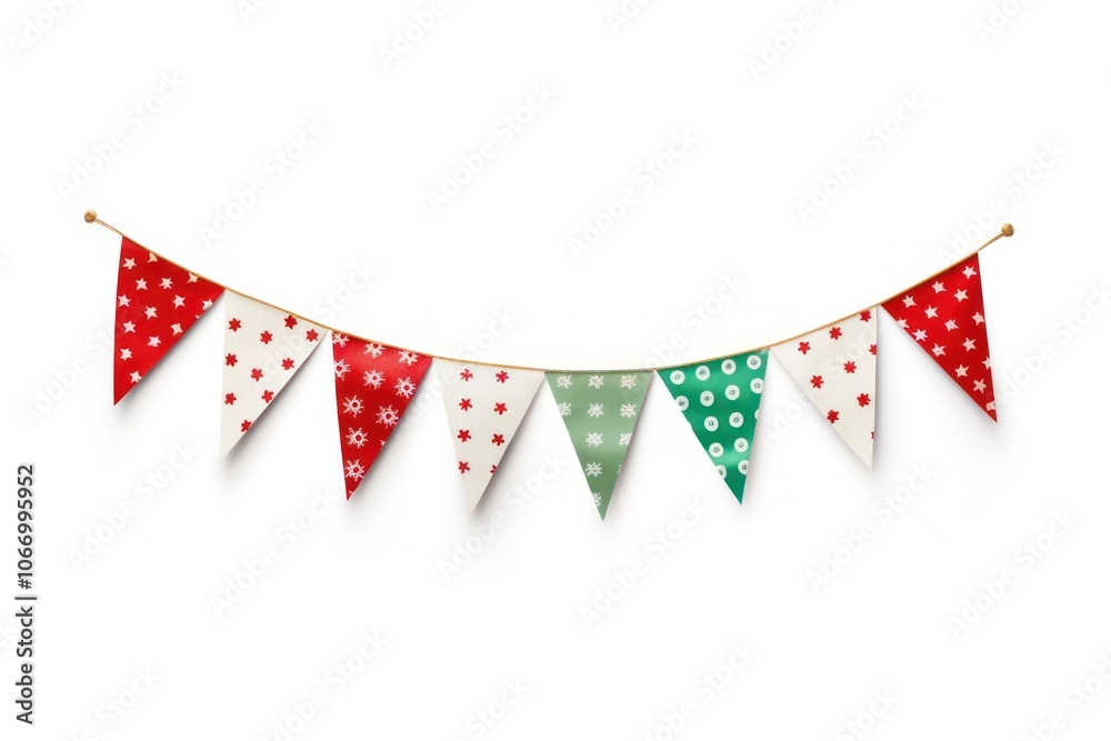 Fototapeta premium Christmas flags pattern white background clothesline.