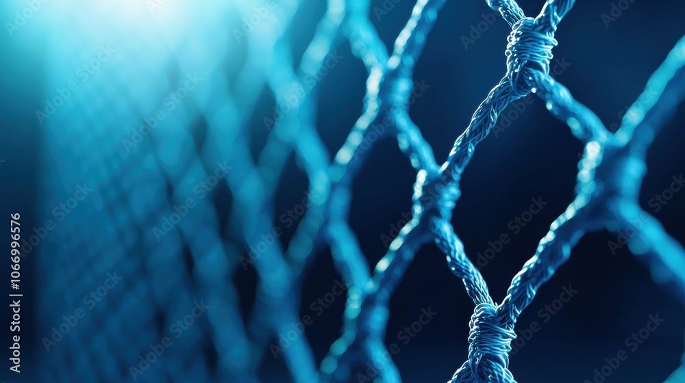 Detailed View of Badminton Net in Blue Lighting Detailed View of Badminton Net in Blue Lighting