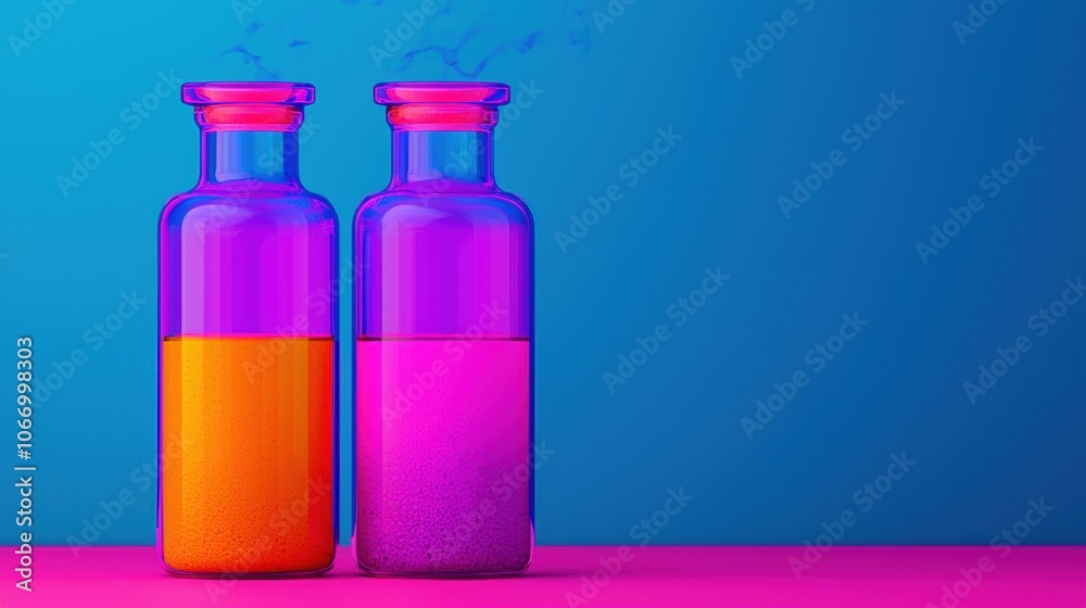 Colorful Bottles of Digital Potion in a Modern Setting Colorful Bottles of Digital Potion in a Modern Setting