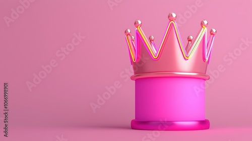 Neon Cybernetic Tiara on Pink Background