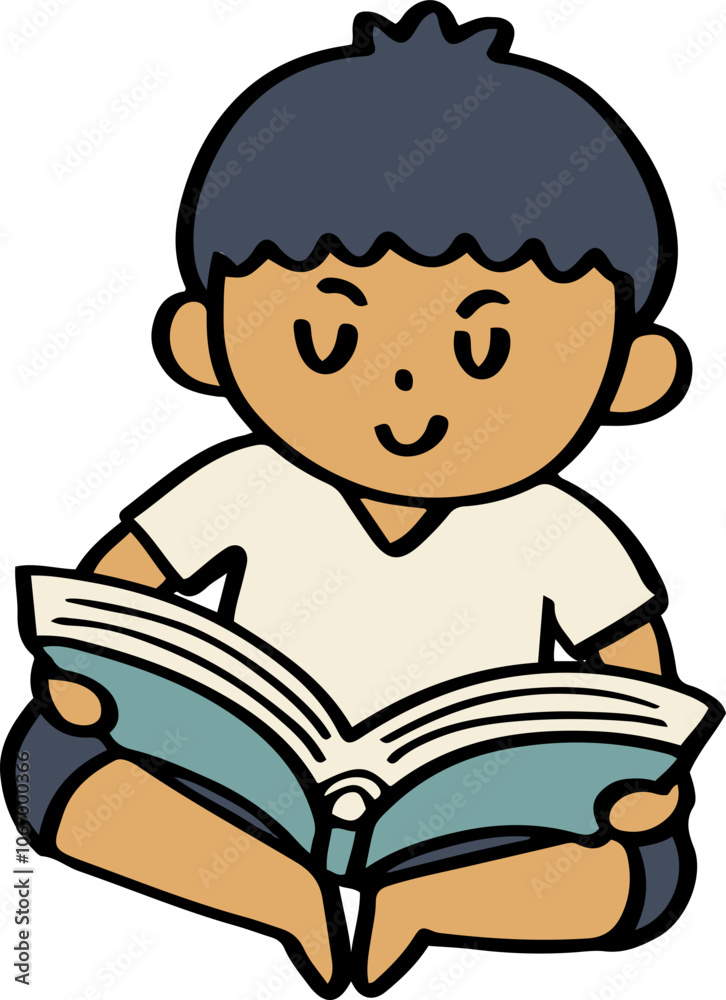 illustration of child enjoy reading a book. illustration of child enjoy reading a book.