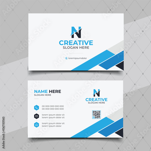 Double-sided creative business card template. Portrait and landscape orientation. Horizontal and vertical layout. Vector illustration