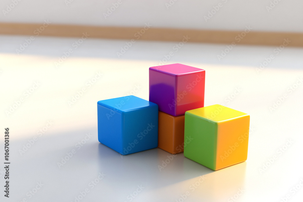 Multicolored cubes on white background close-up Multicolored cubes on white background close-up
