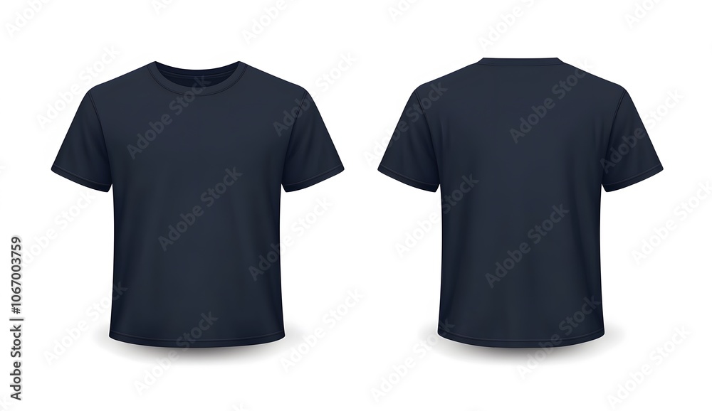 Front and Back View of a Plain Navy Blue T-Shirt Front and Back View of a Plain Navy Blue T-Shirt