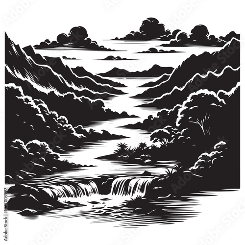 River Silhouette Vector Art, Icons, and Graphics