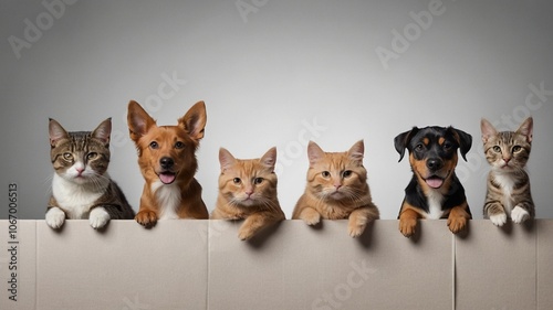 dogs and cats in a row