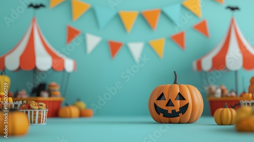 Festive Autumn Carnival with Spooky Decorations