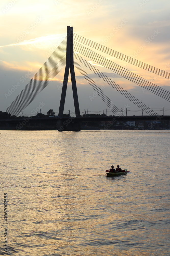 Obraz premium a large bridge over the river