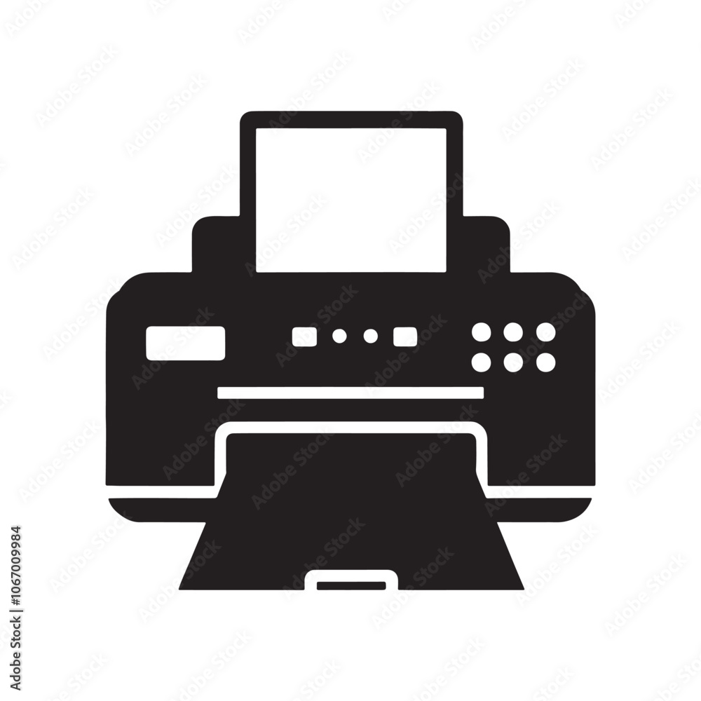 Printer silhouette on white background
Printer silhouette on white background