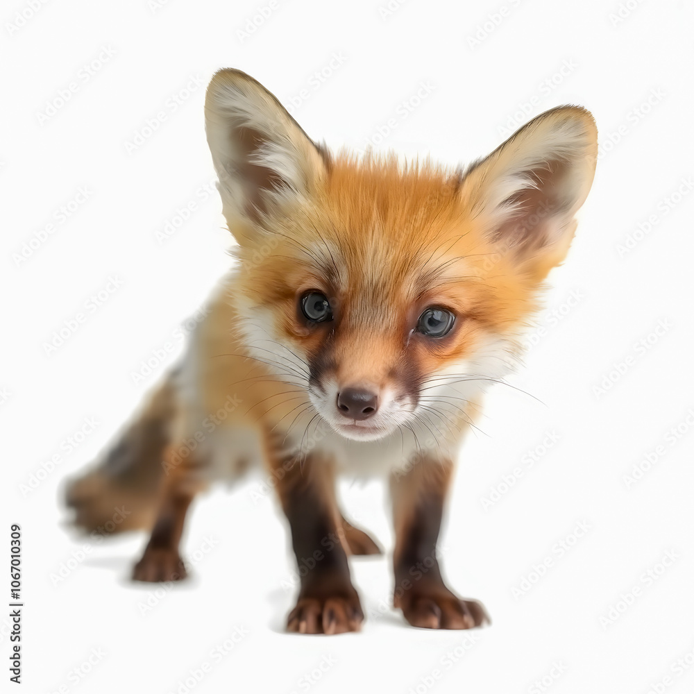 Obraz premium Red fox, Vulpes vulpes, in front of white background