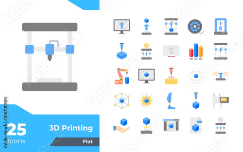 3d Printing Flat Icons