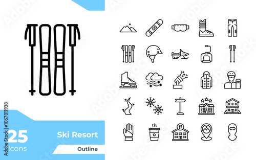 Ski Resort Outline Icons