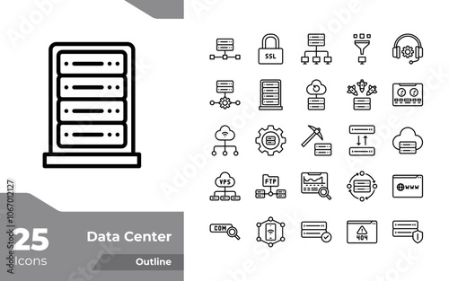Data Center Outline Icons