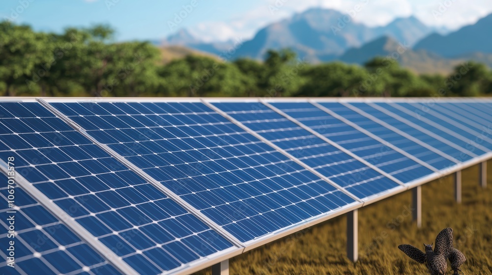 Solar Farm Surrounded by Native Wild Landscape Solar Farm Surrounded by Native Wild Landscape