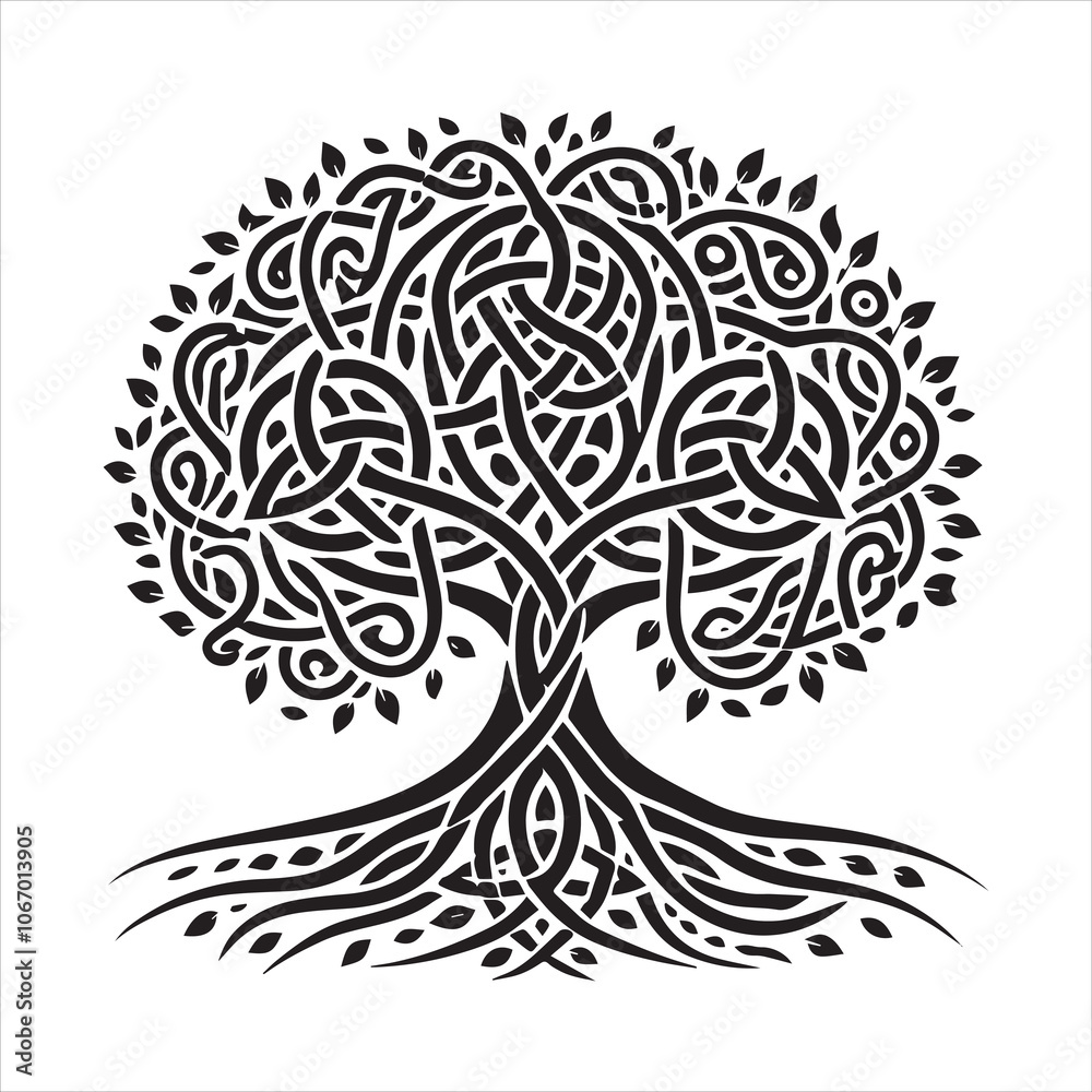 Fototapeta premium Celtic Tree of Life Clipart - Beautiful Silhouette Vector Illustration