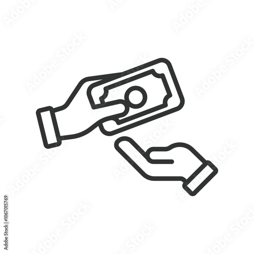 Cash payment, icon in line design. Cash, payment, money, currency, transaction, exchange, finance on white background vector. Cash payment editable stroke icon