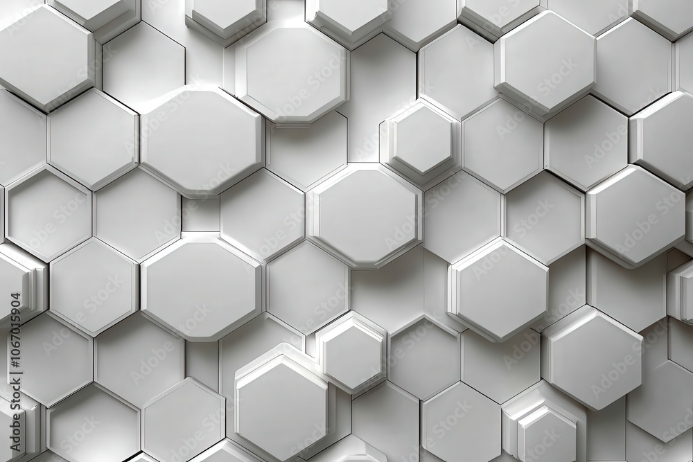 Fototapeta premium Abstract white background with hexagons and a technology concept, illustration design for a banner, wallpaper, or poster about science innovation and modern technologies. 